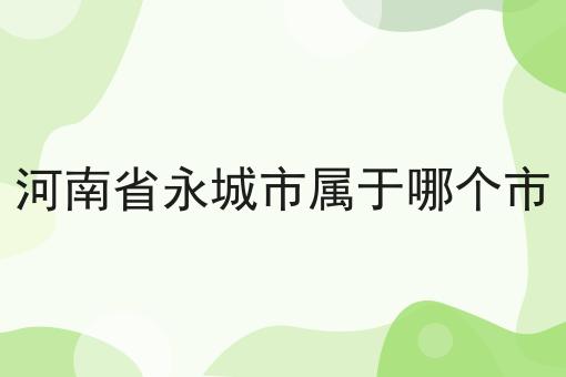 河南省永城市属于哪个市